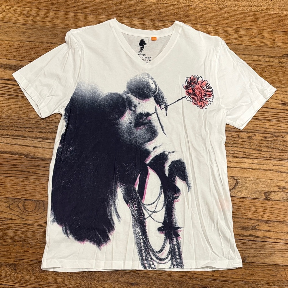 BOSS ORANGE White T-Shirt with Black Artistic Print